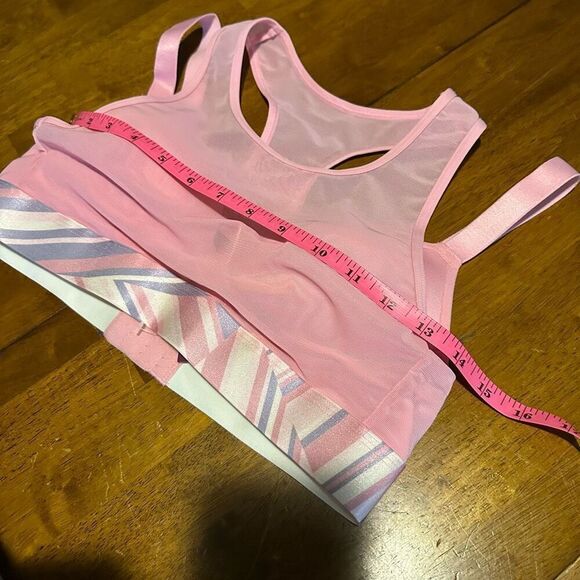 New Adore Me Micah Contour Sport Bra 34 A Pink Mesh Overlay Racer Back Wireless - Picture 8 of 8